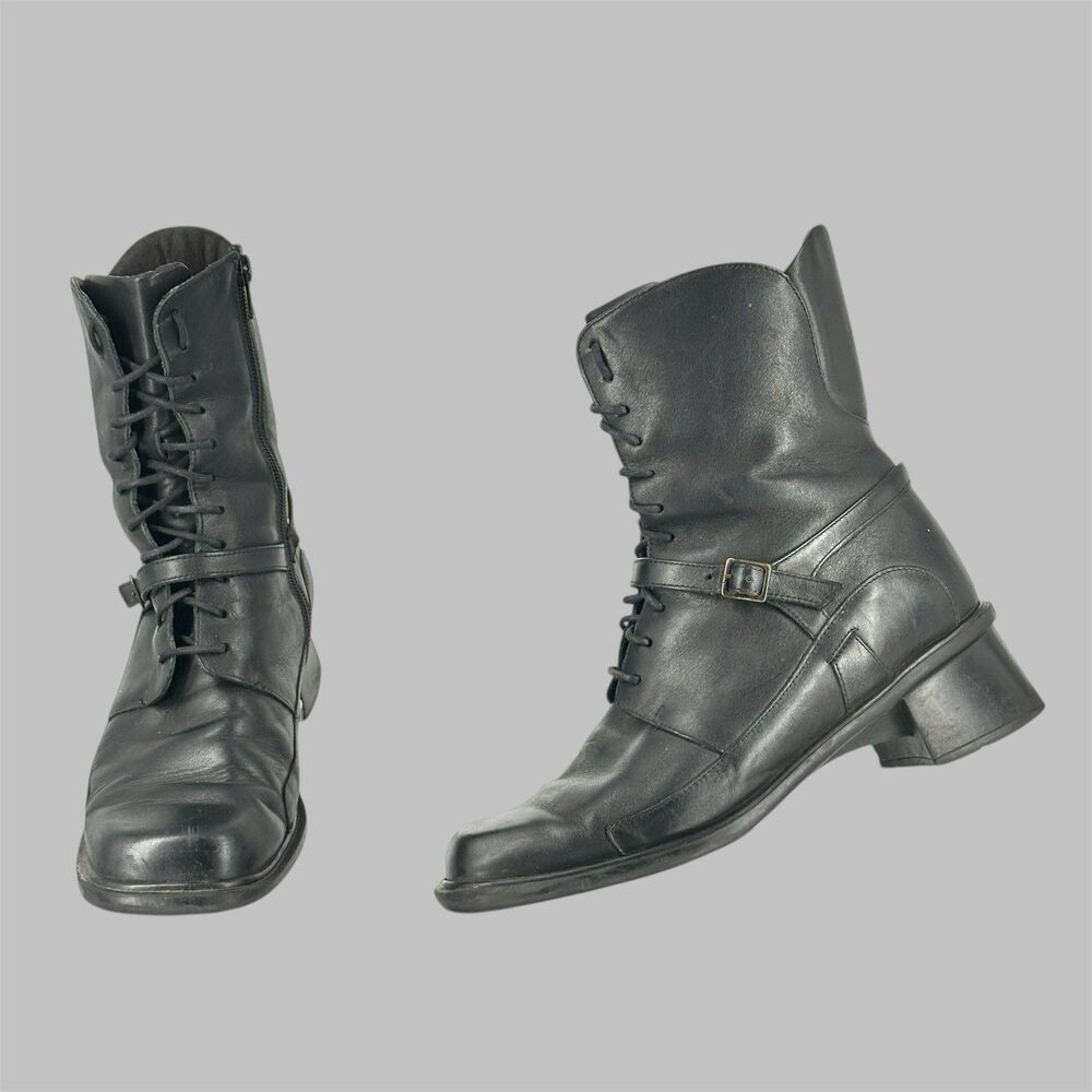 NAOT Women's Boreas Leather Lace Up Zipper Ankle Boot Black EU 40 US 9-9.5
